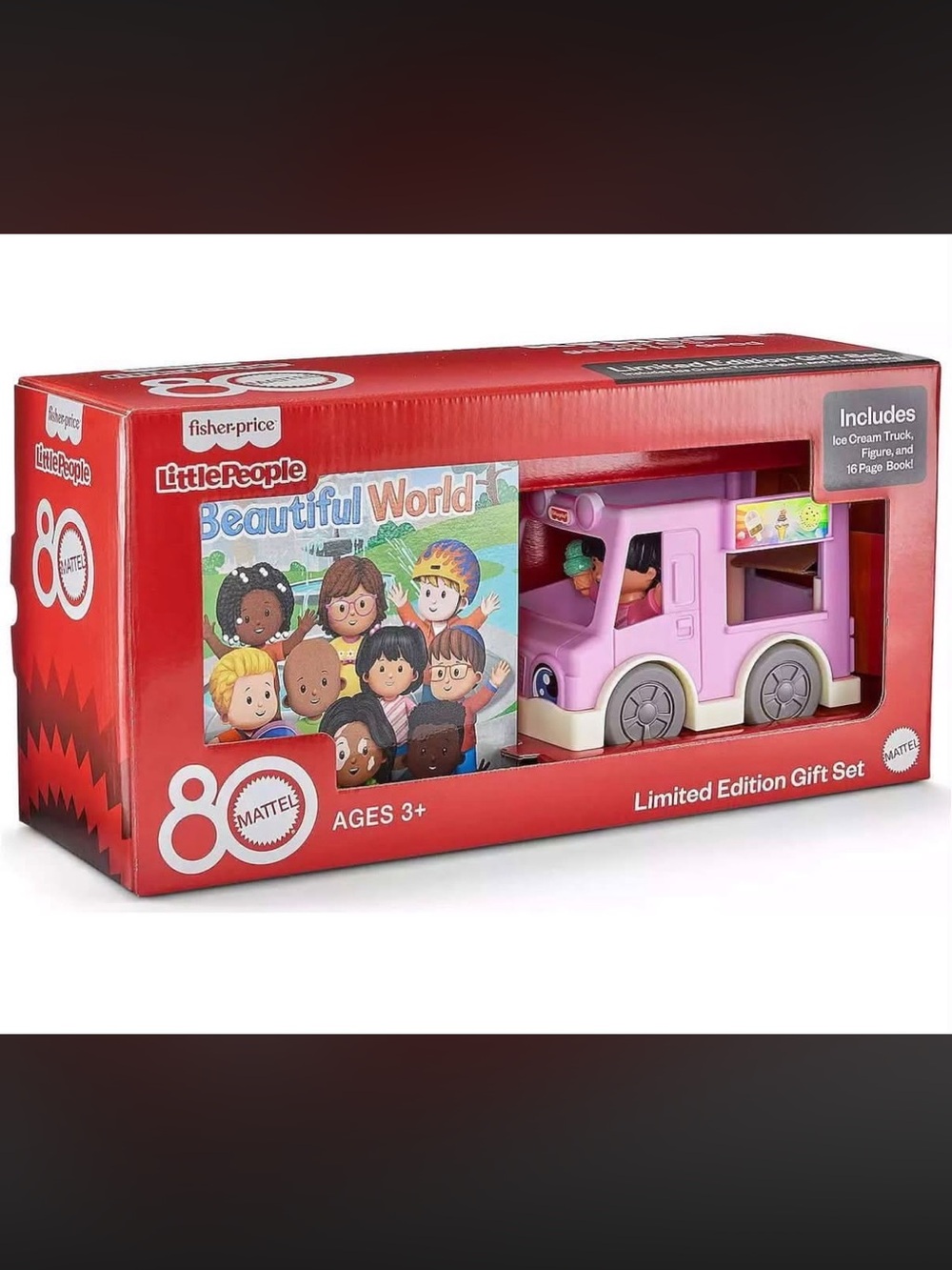 Fisher-Price Little People Pink Ice Cream Truck Playset with Book